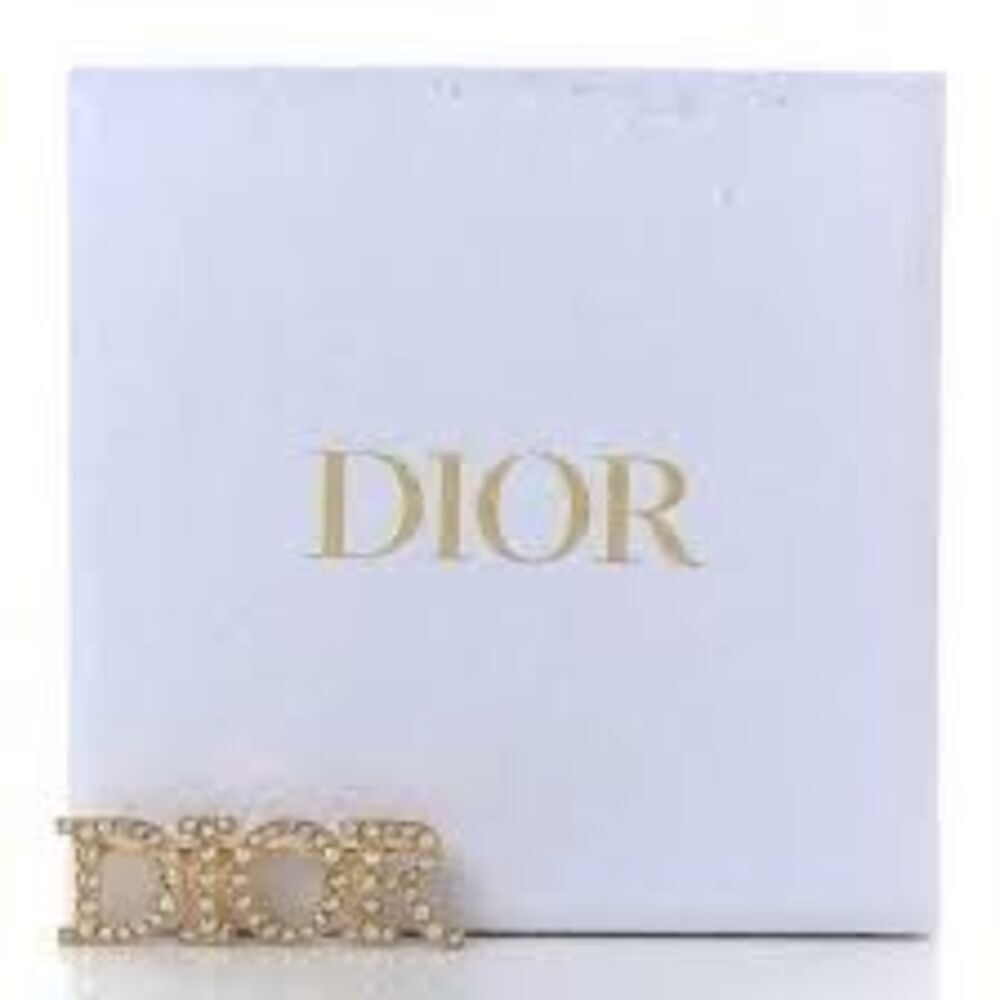 Crystal Dior Logo Brooch Gold-NWOT